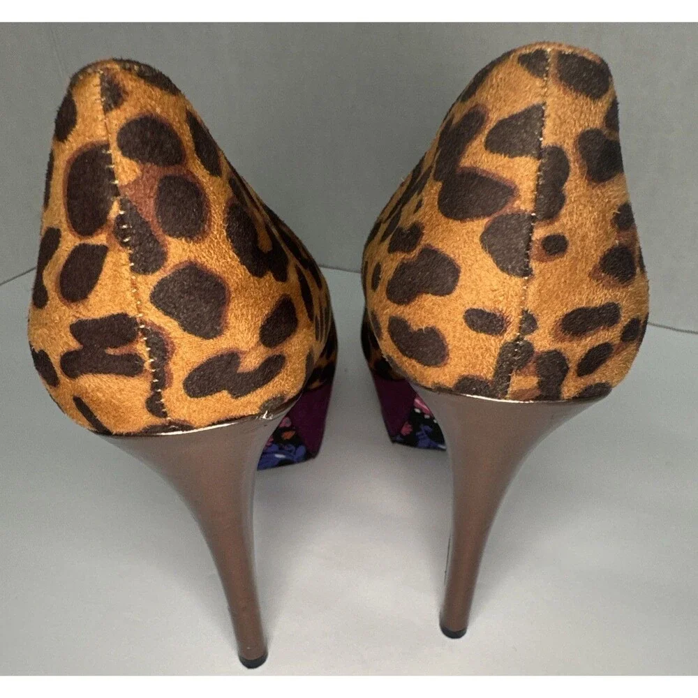 Betseyville Betsey Johnson Leopard Platform Pumps Womens 8 Purple Y2K Heels